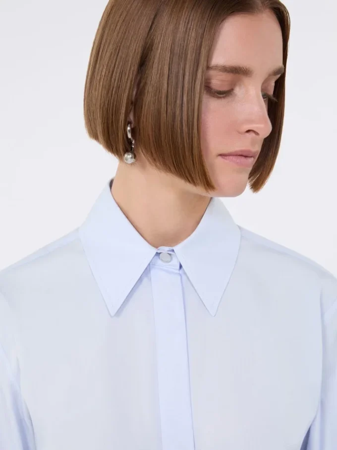 Cotton poplin shirt, avio