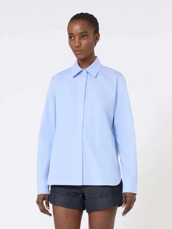 Cotton poplin shirt, light blue