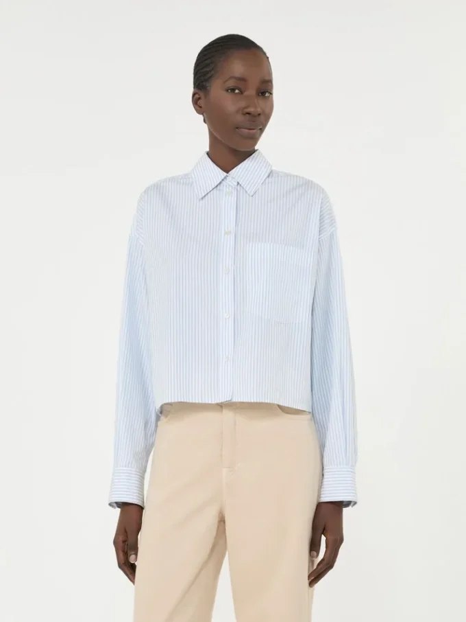 Cotton poplin shirt, light blue