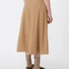 Cotton-poplin skirt, tobacco