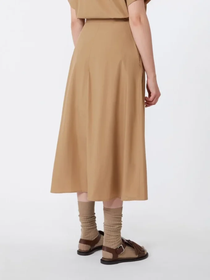 Cotton-poplin skirt, tobacco
