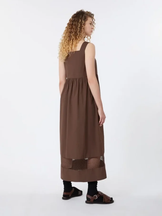Cotton-poplin sleeveless dress, chocolate