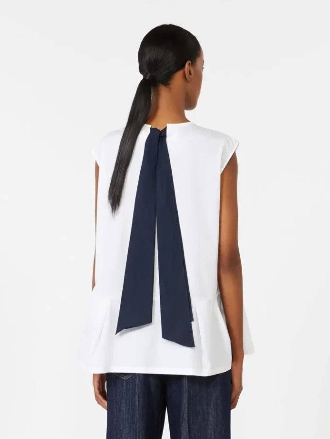 Cotton poplin top, white