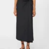 Cotton satin skirt, black