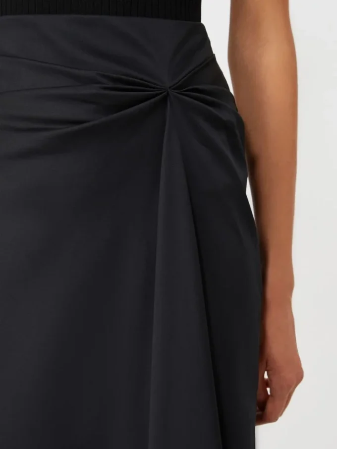Cotton satin skirt, black