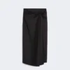 Cotton satin skirt, black
