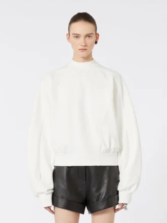Cotton stretch sweatshirt, ivory