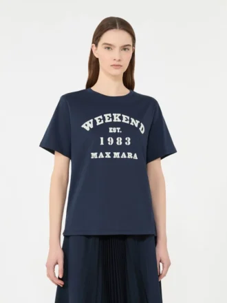 Cotton t-shirt with graphic print, navy