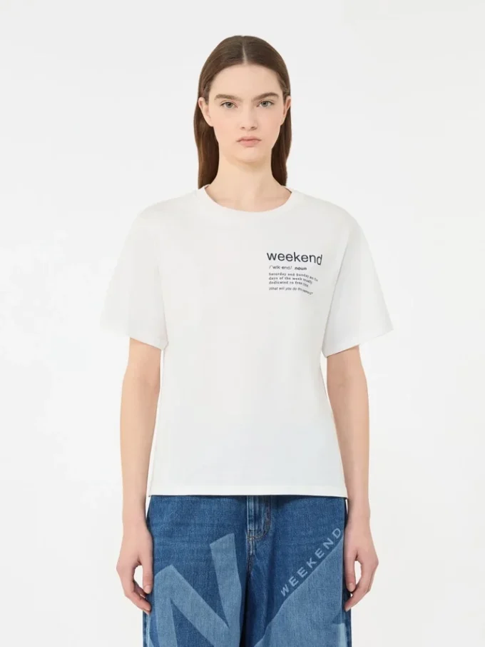 Cotton t-shirt with graphic print, white Cotton t-shirt with graphic print, white