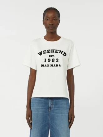 Cotton t-shirt with graphic print, white