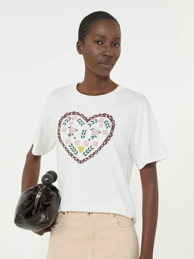 Cotton t-shirt with graphic print, white Cotton t-shirt with graphic print, white