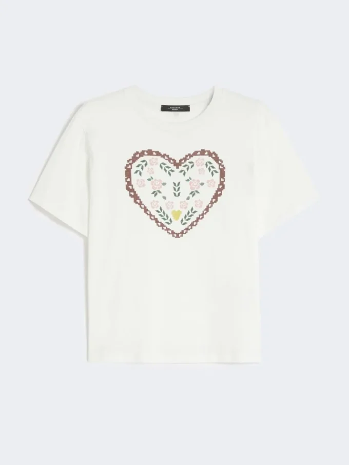 Cotton t-shirt with graphic print, white Cotton t-shirt with graphic print, white