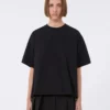 Cotton t-shirt with pleated back, black Cotton t-shirt with pleated back, black