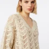 Cotton yarn and sequin sweater, beige Cotton yarn and sequin sweater, beige