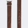 Croc print leather belt, brown