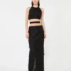 Crop top in silk fil coupa jacquard, black Crop top in silk fil coupa jacquard, black
