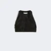 Crop top in silk fil coupa jacquard, black Crop top in silk fil coupa jacquard, black