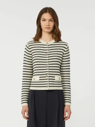 Cropped cotton cardigan, navy