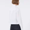 Cropped poplin shirt with asymmetrical pleats, optical white Cropped poplin shirt with asymmetrical pleats, optical white