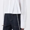 Cropped poplin shirt with asymmetrical pleats, optical white Cropped poplin shirt with asymmetrical pleats, optical white