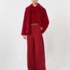 Cropped teddy coat in alpaca and wool, red Cropped teddy coat in alpaca and wool, red
