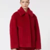Cropped teddy coat in alpaca and wool, red Cropped teddy coat in alpaca and wool, red