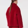 Cropped teddy coat in alpaca and wool, red Cropped teddy coat in alpaca and wool, red
