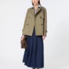 Cropped, water-repellent gabardine trench coat, mud