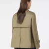Cropped, water-repellent gabardine trench coat, mud