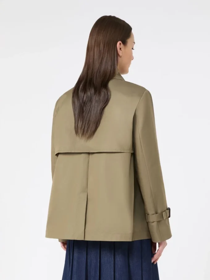 Cropped, water-repellent gabardine trench coat, mud