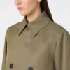 Cropped, water-repellent gabardine trench coat, mud
