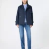 Cropped, water-repellent gabardine trench coat, navy