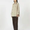 Cropped water-repellent twill trench coat, sand