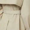 Cropped water-repellent twill trench coat, sand