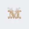 Crystal-adorned monogram brooch, optical white Crystal-adorned monogram brooch, optical white