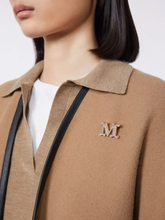 Crystal-adorned monogram brooch, optical white Crystal-adorned monogram brooch, optical white