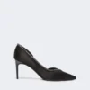 Crystal-adorned satin court shoes, black Crystal-adorned satin court shoes, black