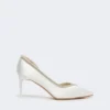Crystal-adorned satin court shoes, ivory Crystal-adorned satin court shoes, ivory