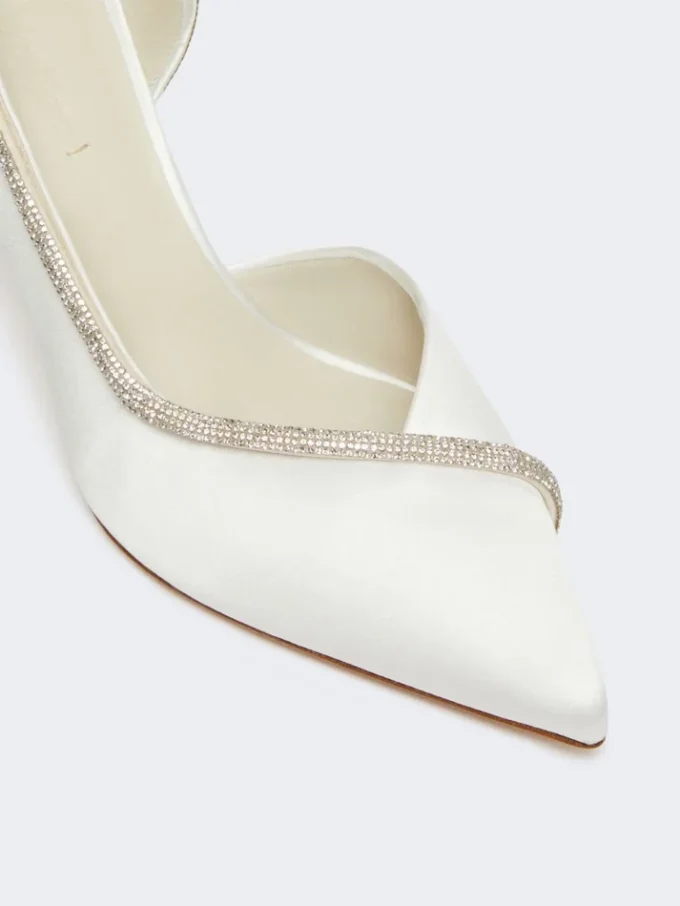 Crystal-adorned satin court shoes, ivory Crystal-adorned satin court shoes, ivory