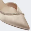 Crystal-adorned satin court shoes, make up nude Crystal-adorned satin court shoes, make up nude