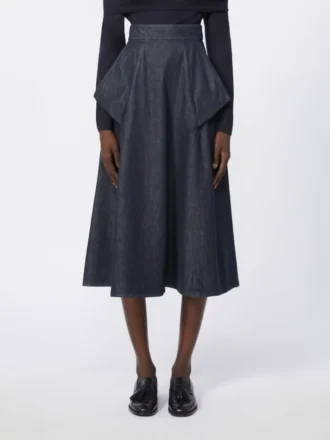 Denim-look cotton midi skirt, midnightblue