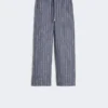 Denim-look pinstripe linen trousers, ultramarine Denim-look pinstripe linen trousers, ultramarine