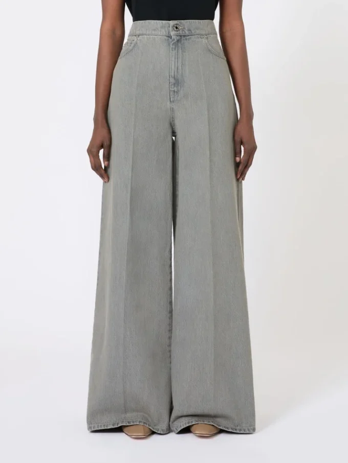 Denim wide-leg trousers, black Denim wide-leg trousers, black