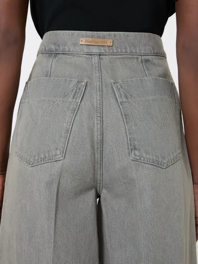 Denim wide-leg trousers, black Denim wide-leg trousers, black