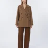 Double-breasted double-faced wool jacket, camel