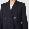 Double-breasted pinstripe wool blazer, navy