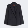 Double-breasted pinstripe wool blazer, navy