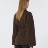 Double-breasted pure-wool cropped coat, chocolate Double-breasted pure-wool cropped coat, chocolate