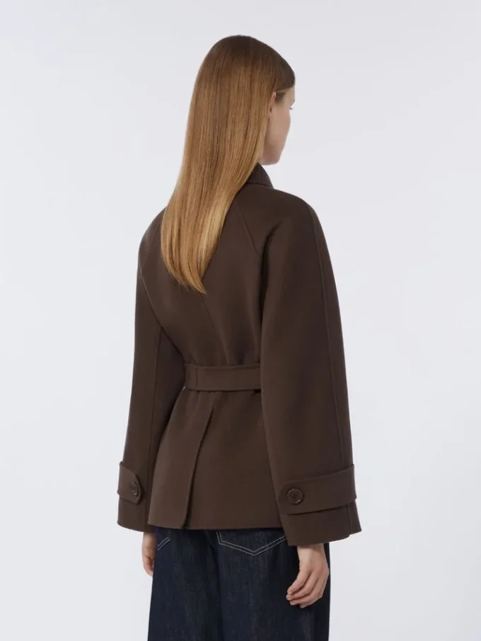 Double-breasted pure-wool cropped coat, chocolate Double-breasted pure-wool cropped coat, chocolate