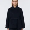 Double-breasted pure-wool cropped coat, midnightblue Double-breasted pure-wool cropped coat, midnightblue